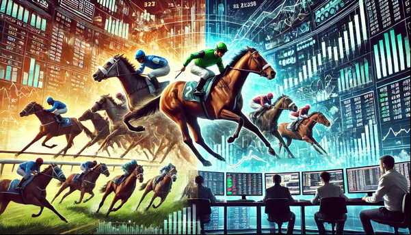 please create an image depicting: The Parallels Between Horse Racing and Financial Markets: What Bettors Can Learn from Traders