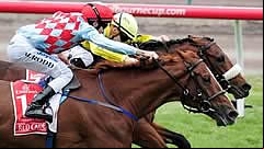 Dunaden wins by a nose over Red Cadeaux